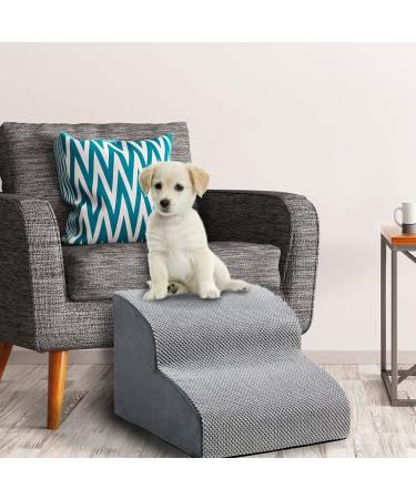 INRLKIT 2-Tier Dog Stairs for Small Dogs - High Density Foam Pet Steps for Couch & Bed - Non-Slip Pet Ramp for Puppies, Cats, and Injured Dogs - Includes 1 Rope Toy - Gray - Buy Online on GoSupps.com