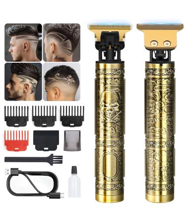 Hair Clippers Men Beard Trimmer for Men Rechargeable Hair Trimmer with 4 Limit Combs Beard Grooming Kit for Barbers Haircut USB Type-C Charging Professional Hair Trimmer Gifts for Men(Gold)