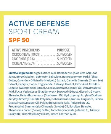 Seaweed Bath Co. Active Defense SPF 50 Sport Broad Spectrum Hybrid Sunscreen Cream - 3.4oz - Sustainably Harvested Seaweed, Aloe & Watermelon - Buy Online on GoSupps.com