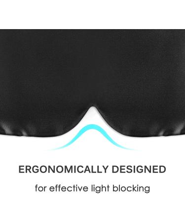 100% Mulberry Silk Sleep Mask - Adjustable Headband, Full Size Large Eye Mask for Total Blackout - Ideal for Men and Women - Perfect for Travel & All Night Sleep - Black - Buy Online on GoSupps.com