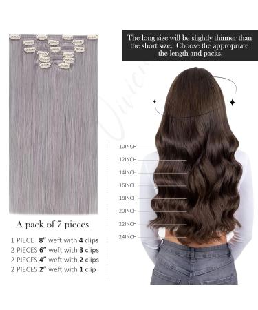 Vivien Silver Clip-In Extensions | Real Hair 55cm 135g - Smooth Gray Extensions for Volume | 22 Inch Clip-In Hair Perfect for All Styles - Buy Online on GoSupps.com