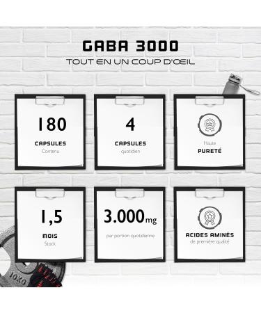 GABA - 180 capsules of 750 mg - High dosed with 3000 mg per daily serving - Gamma 100% aminobutyric acid - Amino acid - Vegan - German Elite Nutrition - Buy Online on GoSupps.com