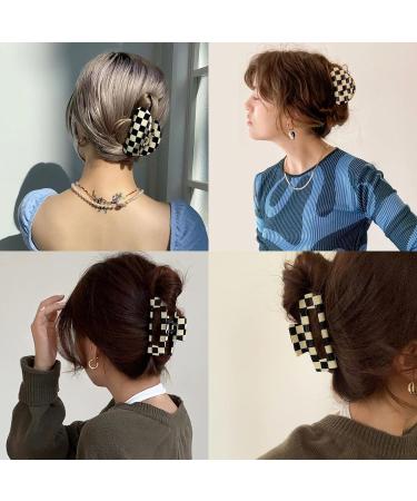 Checkered Hair Clip Claw Set - Black and White Checker Series - 2 Pack - Y2K Accessories for Women and Girls - Buy Online on GoSupps.com