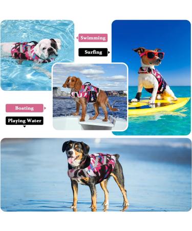 Kuoser Camouflage Dog Life Jacket - Tear-Resistant & High Visibility for Small to Large Dogs - XL Pink with Rescue Handle - Buy Online on GoSupps.com