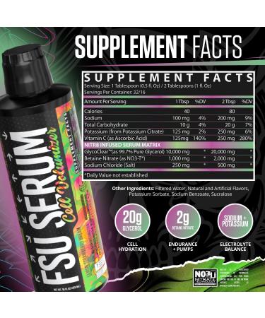 Inspired FSU Serum Liquid Glycerol Stim Free Pre Workout Pump Non Stim Preworkout Caffeine Free Stimulant Free 20g GlycoClear 2g Betaine Nitrate (Lemon Strawberry Dream) - Buy Online on GoSupps.com