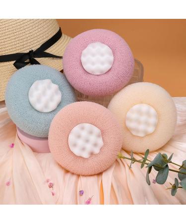 4Pcs Upgraded 2-in-1 Sunflower Bath Balls | Ultra Soft Exfoliating Sponge with Suction Cups | Pink Blue-Green Beige Purple - Buy Online on GoSupps.com