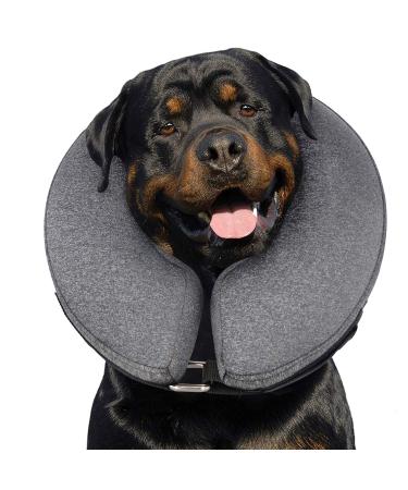 MIDOG Dog Cone Collar for After Surgery, Pet Inflatable Collar Soft Protective Recovery Cone for Dogs and Cats to Prevent Pets from Touching Stitches, Wounds and Rashes X-Large(Neck:18"-24") Grey