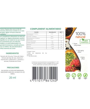 IDEALICA - 100% Natural Slimming Drops | Powerful Appetite Suppressant and Metabolic Booster for Men and Women - New Formula With Turmeric | Vitamin B1 Vitamin B12 Vitamin C | 20ml - Buy Online on GoSupps.com