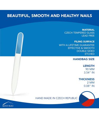 Mont Bleu Colour Crystal Nail File in Black Pouch - Small - Purse Size - Czech Tempered Glass - Handmade in Czech Republic 1 piece Aqua Blue - Buy Online on GoSupps.com