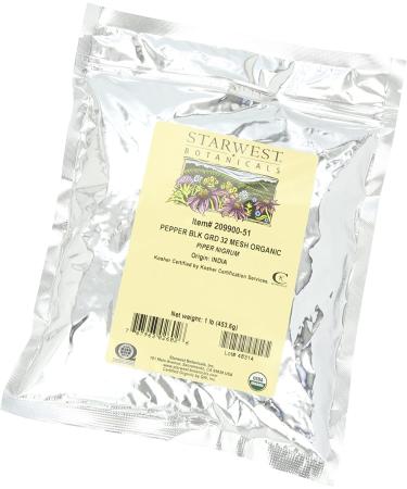 Starwest Botanicals Organic Black Pepper Medium Grind - 1lb Bag - Buy Online on GoSupps.com