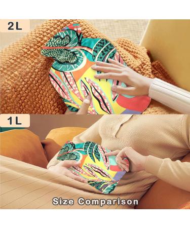 NAANLE Cartoon Tropical Leaves Hot Water Bottle - 2L for Pain Relief & Warmth | Ideal for Back Hand & Foot Therapy - Buy Online on GoSupps.com