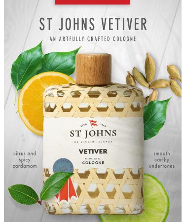 St Johns Classic Vetiver Cologne | New Virgin Islands Inspired Fresh Cologne Scent | Sophisticated Cologne Fragrance for Men (8 oz) - Buy Online on GoSupps.com