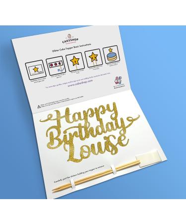 Cakeshop Cake Decoration Pack | Happy Birthday Premium Double Sided Glitter Card Cake Topper Sign & 25g Party Pack of Cake Sugar Sprinkles | Custom Name Cake Decorations (Gold) Non-Prime Glitter Card: Gold - Buy Online on GoSupps.com