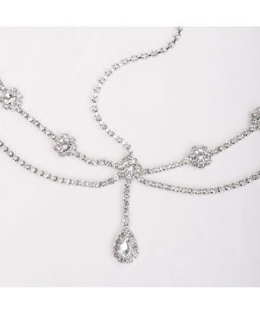 Xerling Shiny Rhinestone Headpiece | Bling Crystal Teardrop Head Chain for Women | Dainty Headwear & Accessories for Weddings Bridal & Halloween (Silver - Buy Online on GoSupps.com