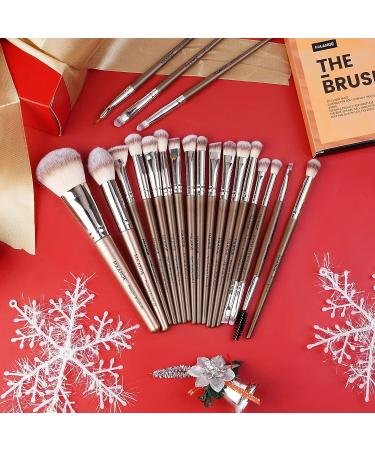 20 Pcs Professional Makeup Brushes Set - Foundation Eyeshadow Blush Brushes - Travel Kabuki Blending Concealers Face Powder Eye Makeup Brush Sets with Gift Box - Champagne - Buy Online on GoSupps.com