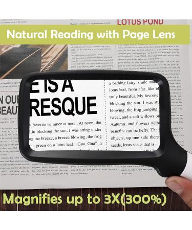 Folding Handheld Magnifying Glass with Light - 3X Large Rectangle Magnifier with Dimmable LED for Seniors and Low Vision - Ideal for Reading, Books, Newspapers - Great Gift for Macular Degeneration - Buy Online on GoSupps.com
