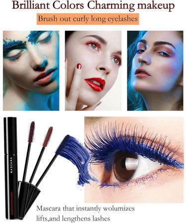 Blue Mascara Voluminous Waterproof Cat Eye Makeup Color Mascara for Eyelashes Best Volumizing Lengthening Curling Defining Washable Eye Lashes Party Stage Use Women Girl Valentine's Christmas Gift - Buy Online on GoSupps.com