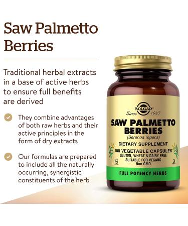Buy Solgar Saw Palmetto Berries - 100 Vegetable Capsules | Natural Supplements for Men's Health - Buy Online on GoSupps.com