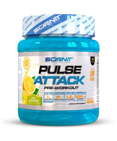 Pulse Attack - Pre Workout Booster - Booster Pre Workout - Gym Booster - Pre Workout with L arginine creatine monohydrate taurine caffeine - pre -workout - 450 g (lemon) - Buy Online on GoSupps.com