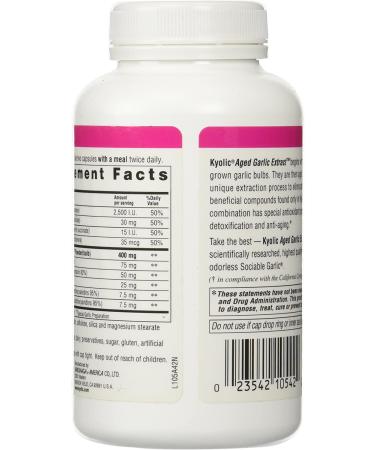 Kyolic Aged Garlic Extract Detox & Anti-Aging 200 Capsules - Immune Support & Heart Health - Buy Online on GoSupps.com