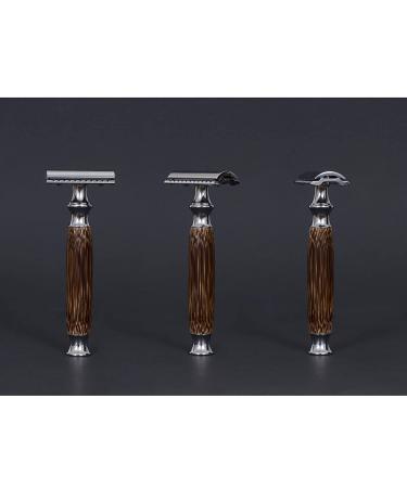 Wowe Double Edge Safety Razor with Bamboo Handle - 1 Razor & 5 Blades for Eco-Friendly Shaving - Buy Online on GoSupps.com