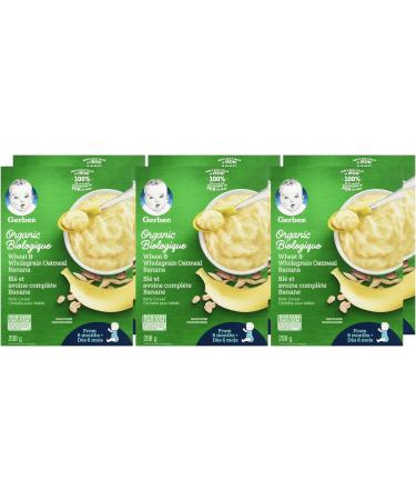 GERBER Organic Cereal Wheat & Wholegrain Oatmeal with Banana Baby Food Cereals 6+ Months 208 g 6 Pack - Packaging May Vary - Buy Online on GoSupps.com