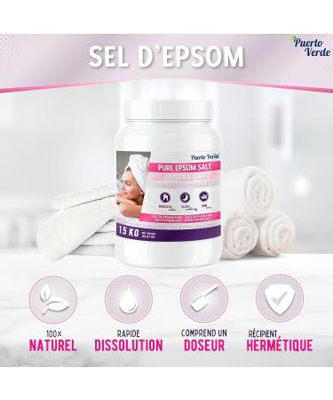 Puerto Verde Pure Epsom Salt 1.5 Kg. Concentrated Source of Magnesium. Fast Dissolving Epsom Salts for Relaxation Musk - Buy Online on GoSupps.com