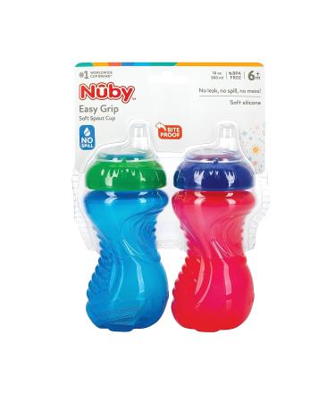 Nuby 10 oz No Spill Easy Grip Trainer Cup - Blue/Red (2 Count) | Leak-Proof Design | BPA-Free | Toddler Sippy Cup - Buy Online on GoSupps.com