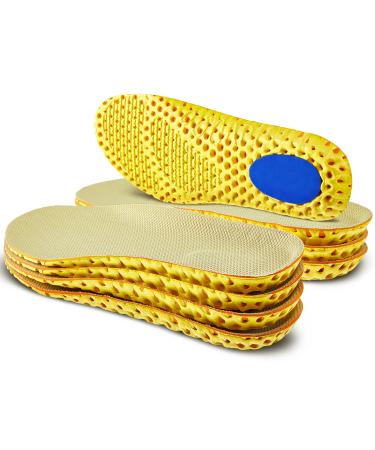 4 Pairs Shock Absorbing Shoe Insoles Elastic Honeycomb Sneaker Inserts Breathable Memory Insoles for Men Shoe Lifts Men Soft Replacement Shoe Soles for Men Women Sports Shoes Boots (Men US 8-12)