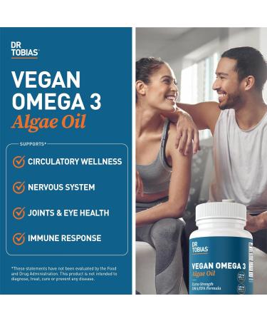 Dr. Tobias Vegan Omega 3 Supplement 1400mg Algae Oil 420mg DHA and 210mg EPA per Serving Non-GMO Gluten-Free Carrageenan-Free 60 Capsules 30 Servings 60 Count (Pack of 1) - Buy Online on GoSupps.com