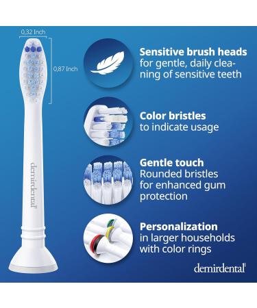 Sensitive Toothbrush Heads Compatible with Philips Sonicare - Soft Replacement Brush Heads for Gums & Teeth - 8 Pack - Gentle Cleaning - Buy Online on GoSupps.com