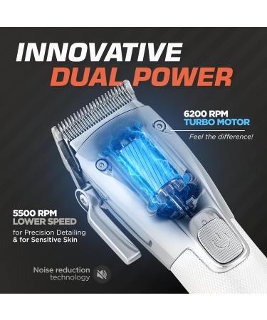 Fagaci Professional Hair Clippers for Barbers - Turbo Cordless Precise Cutting Kit for Men - Maquina de Cortar Cabello in Silver - Buy Online on GoSupps.com