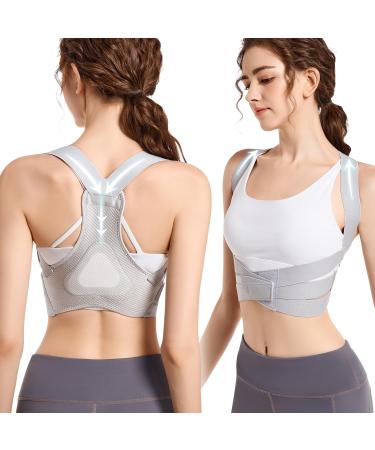 Posture Corrector for Women Back Brace Posture Corrector Invisable Back Straightener for Hunchback and Providing Pain Relief from Neck Back and Shoulder (Gray)(Large 35-41 Inch)