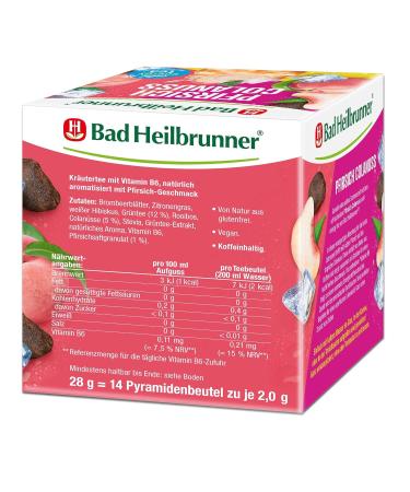 Bad Heilbrunner Cold Energy Tea - Peach Colanus | 6x14 Pyramid Bags | Refreshing Iced Tea with Vitamin B6 for Energy Metabolism - Buy Online on GoSupps.com