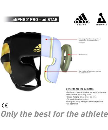 adidas adiStar Pro Boxing Headguard Black/Gold XL - Premium Protection for Combat Sports | International Shipping Available - Buy Online on GoSupps.com