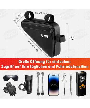 Henmi Waterproof Bicycle Frame Bag - Triangular Pocket for Phone Keys Snacks & Tools - Ideal for City Trekking & MTB Bikes - Buy Online on GoSupps.com