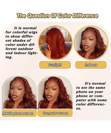 Reddish Brown #33 26 Inch HD Lace Front Body Wave Wig for Black Women | Brazilian Virgin Human Hair | Pre Plucked 180% Density | Glueless Frontal Wig with Baby Hair - Buy Online on GoSupps.com