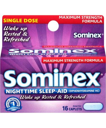 Sominex Nighttime Sleep Aid Caplets - Maximum Strength 16 ea (Pack of 4) | Fast International Shipping - Buy Online on GoSupps.com