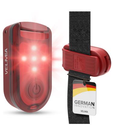 VELMIA Running Lights for Runners (2 Pack) for Maximum Safety Through Visibility I Clip On Strobe Reflective Running Gear for Runners, Dogs, Bike, Walking, LED Running Light, Bike taillight, Stroller Ruby Red