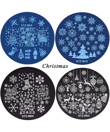 5 x Round Christmas Nail Art Stamping Plates for Women & Girls | Festive Nail Design Tools | International Shipping Available - Buy Online on GoSupps.com