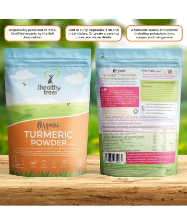 Organic Turmeric Powder 250g - Soil Association Certified Pure Curcumin Root Powder for Sauces, Soups, Curry, Meat, and Vegetables by TheHealthyTree Company - Buy Online on GoSupps.com