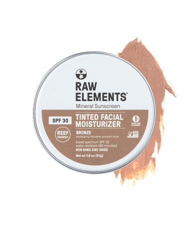 Raw Element Ultra-Moisturizing Tinted Face Cream Non Toxic Mineral Face Sunscreen Daily Tinted Moisturizer Non-Nano Zinc Oxide Reef Friendly All Ages SPF 30 1.8 oz Bronze Pack of 1 1.8 Ounce (Pack of 1) Bronze