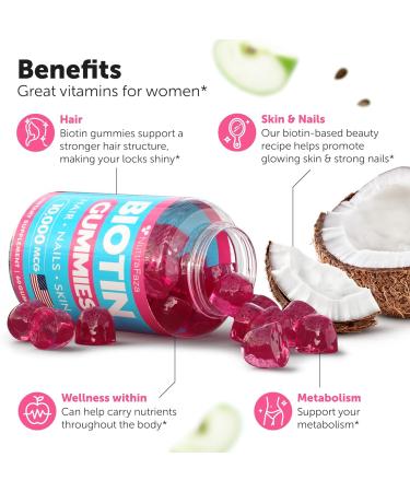 2 Pack Biotin Gummies 10000mcg for Healthy Hair Skin Nails - Vegetarian Non-GMO Vitamins - 120 Gummies for Hair Growth - Buy Online on GoSupps.com