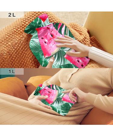 Watermelon Hot Water Bottle 2L - Large Pain Relief Bag with Cover for Bed Hands & Feet - Ideal for Comfort & Warmth - Buy Online on GoSupps.com