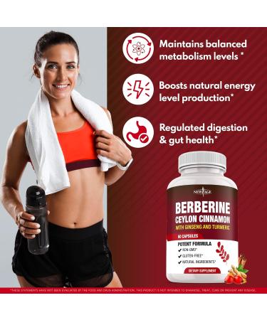 Berberine HCL Plus Ceylon Cinnamon Turmeric Licorice Extract Gymnema Sylvestre Apple Cider Vinegar Berberine HCI Root Supplements Pills - 180 Count - Buy Online on GoSupps.com