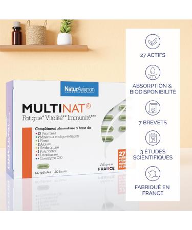 Laboratoire NaturAvignon Multivitamin 27 Active Against Fatigue Boost Vitality and Immunity | Dietary Supplement with Spirulina Zinc Magnesium and Vitamins A B C D E | Made in France - Buy Online on GoSupps.com