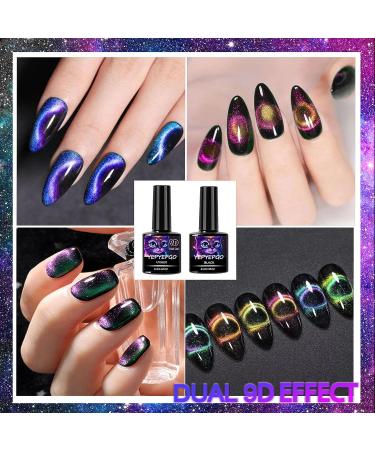 YEPYEPGO Cat Eye Gel Nail Polish - 9D Upgrade with Black Color, High Pigment Magnetic Galaxy Chameleon Effect - Professional Salon Use - Buy Online on GoSupps.com