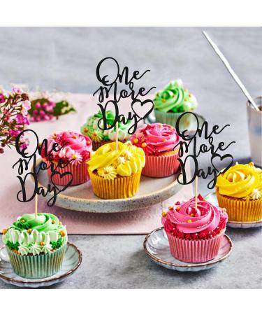 Arthsdite 24Pcs One More Day Cupcake Toppers Glitter Wedding Rehearsal Dinner Cupcake Picks Decoration for Wedding Countdown Theme Party Cake Decorations Supplies - Black Glitter - Buy Online on GoSupps.com