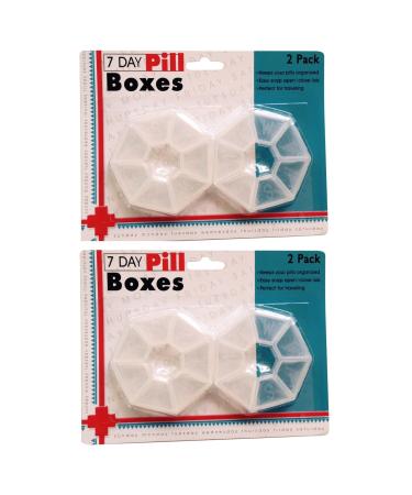 Small Pill Organizer Boxes 7 Day - 4 Box Set - Round Fits Purse or Pocket - Ideal for Travel -Plastic Clear Transparent Weekly Holder - Raised First Letter of The Day with Braille Markings 2