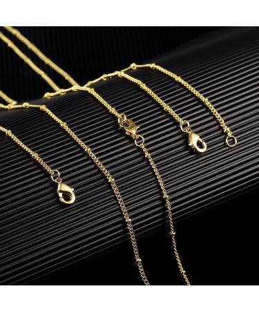 Wholesale 12PCS Gold Plated Brass Satellite Bead Ball Chain Necklace - 16 Inch (1.5mm) - Bulk Jewelry Making Supplies - Buy Online on GoSupps.com